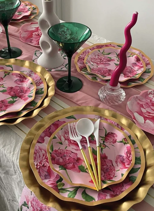 Wavy Dinner Plate Pink Peonies - 8pkg-Sophistiplate Discount