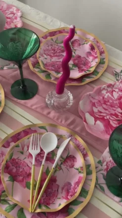 Wavy Dinner Plate Pink Peonies - 8pkg-Sophistiplate Discount