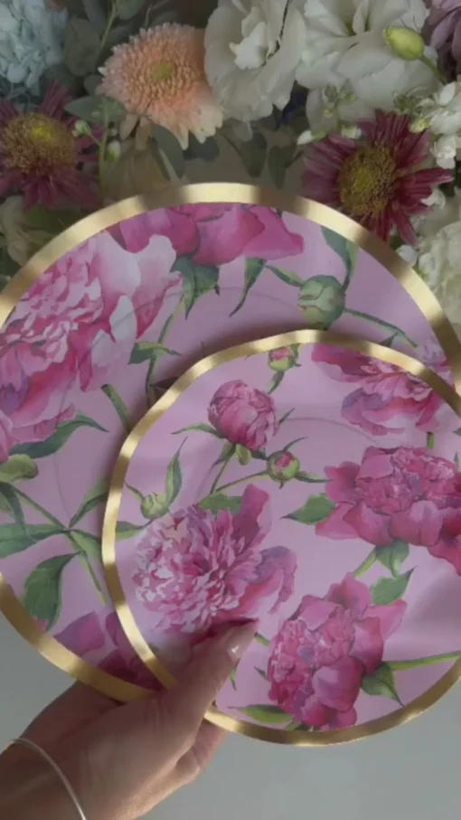 Wavy Dinner Plate Pink Peonies - 8pkg-Sophistiplate Discount