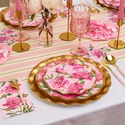 Wavy Salad Plate Pink Peonies - 8pkg-Sophistiplate Outlet