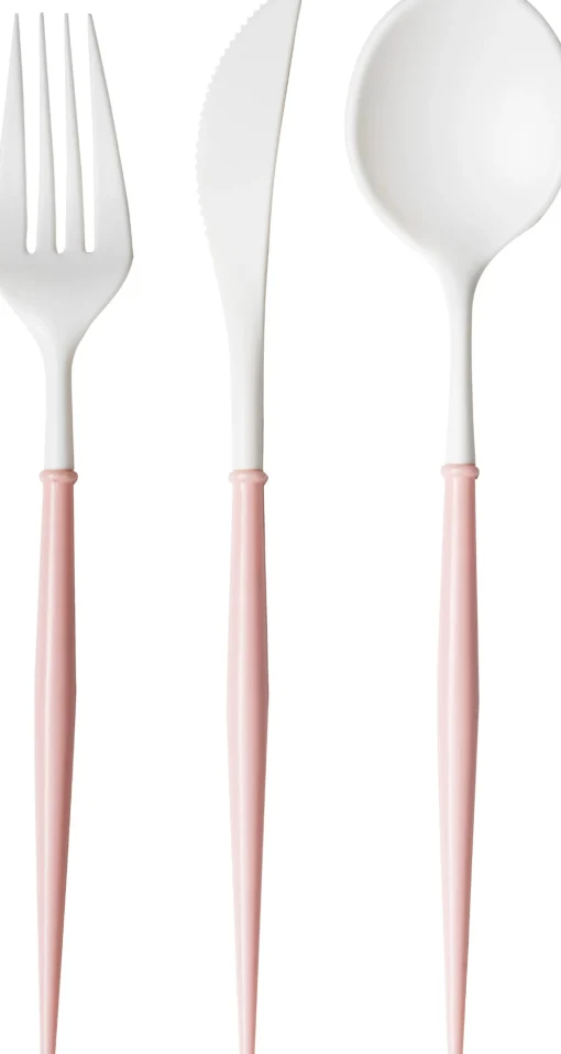 White and Blush Bella Assorted Plastic Cutlery/36pc, Service for 12-Sophistiplate Outlet